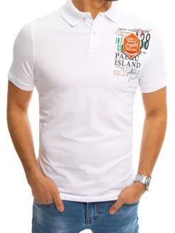 Koszulki Męskie>Dstreet Koszulka polo z nadrukiem biała PX0370