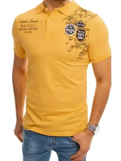 Koszulki Męskie>Dstreet Koszulka polo z nadrukiem żółta PX0375