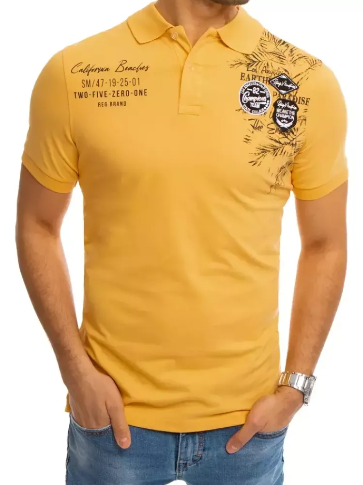 Koszulki Męskie>Dstreet Koszulka polo z nadrukiem żółta PX0375