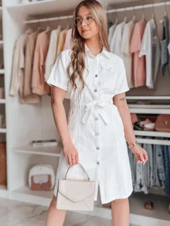 Sukienki>Dstreet Koszulowa sukienka midi LOVE ME MIDI biała EY2595