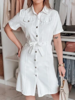 Sukienki>Dstreet Koszulowa sukienka midi LOVE ME MIDI biała EY2595