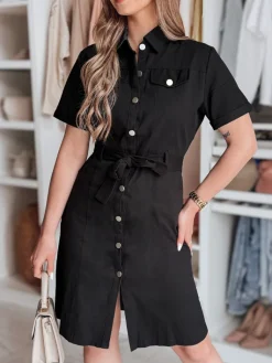 Sukienki>Dstreet Koszulowa sukienka midi LOVE ME MIDI czarna EY2596