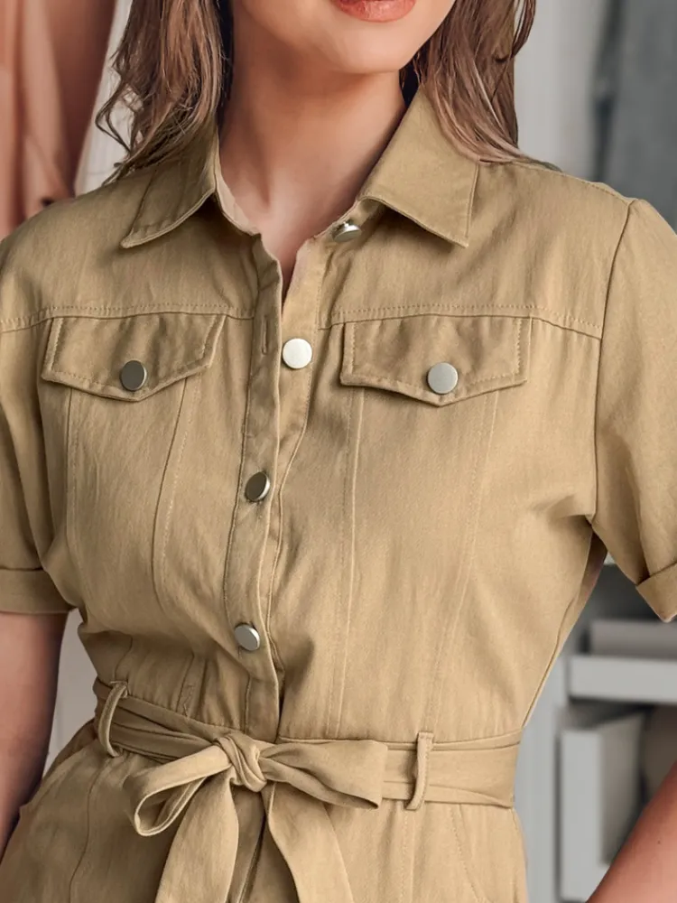 Sukienki>Dstreet Koszulowa sukienka midi LOVE ME MIDI beżowa EY2594