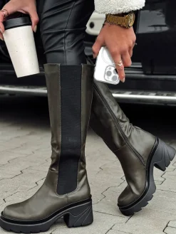 Kozaki>Dstreet Kozaki damskie FERRINI długie zielone ZY0534