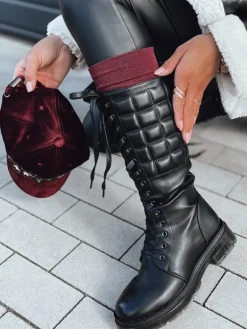 Kozaki>Dstreet Kozaki damskie JINOVA pikowane czarne ZY0504