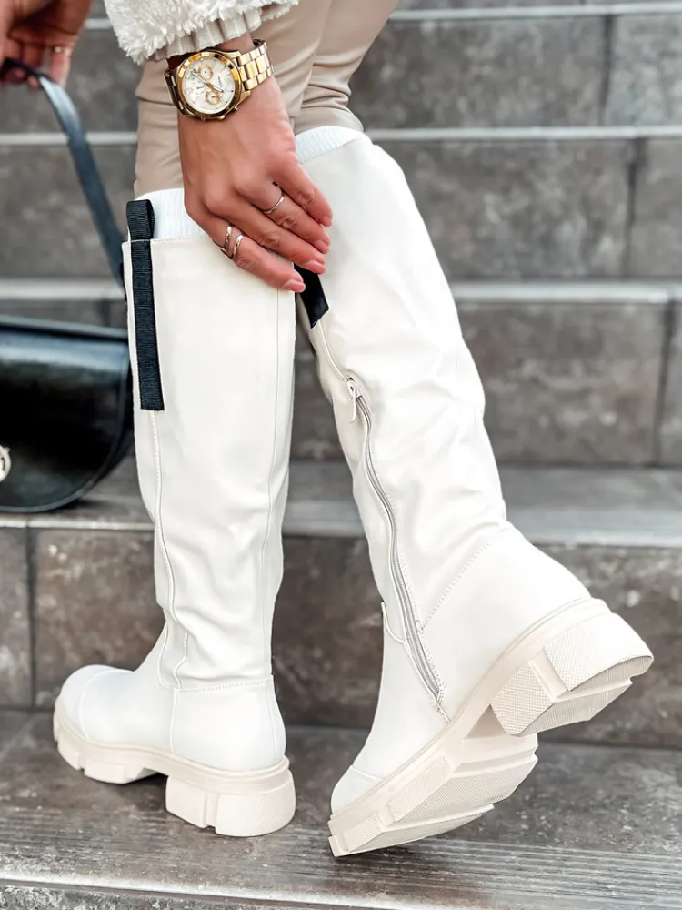 Kozaki>Dstreet Kozaki damskie WINTRFRIZZ długie ze ściągaczami beżowe ZY0544