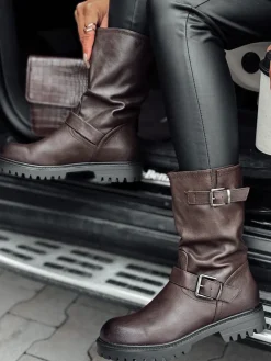 Kozaki>Dstreet Kozaki damskie WORKENNA krótkie brązowe ZY0543