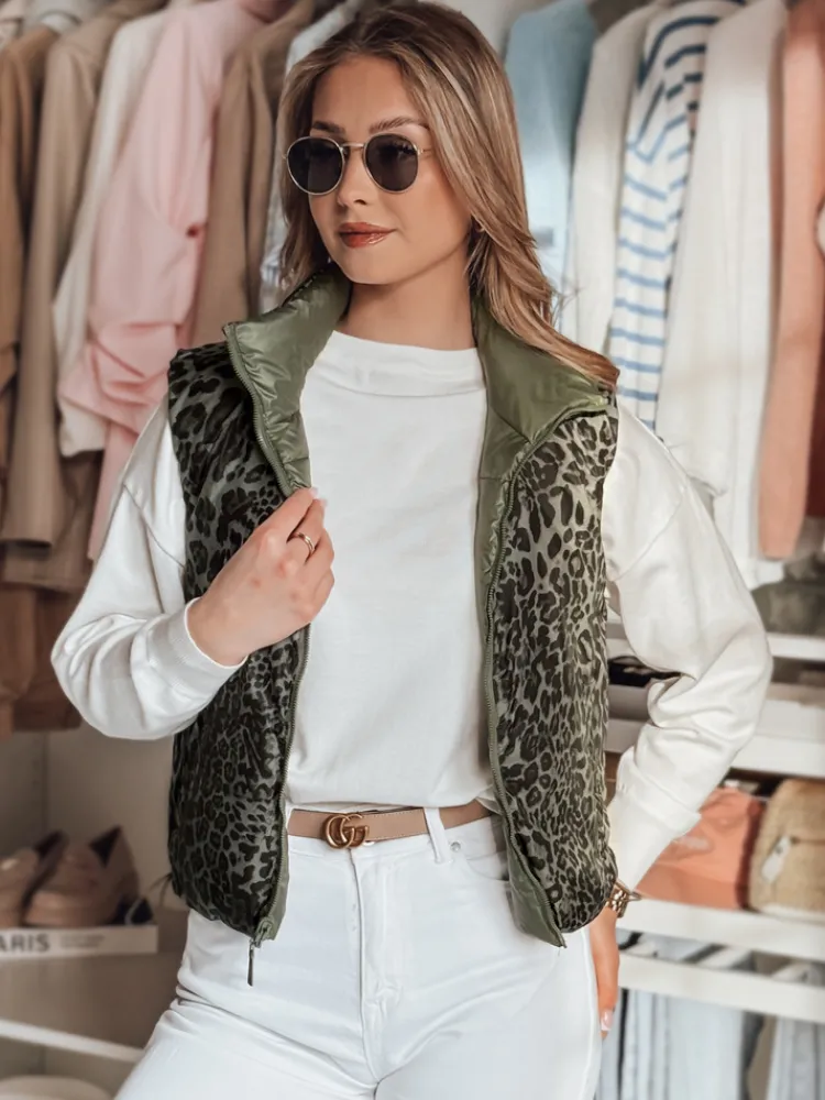 Kamizelki Damskie>Dstreet Krótka kamizelka damska dwustronna CHIPUFF zielona TY4824