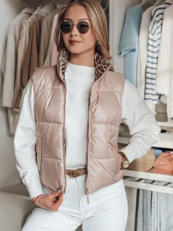 Kamizelki Damskie>Dstreet Krótka kamizelka damska dwustronna CHIPUFF różowa TY4823