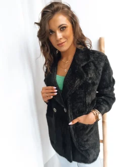 Kurtki Damskie>Dstreet Kurtka damska alpaka CREME czarna NY0619