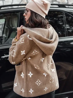 Kurtki Damskie>Dstreet Kurtka damska alpaka FORTY z kapturem jasnobrązowa NY0688