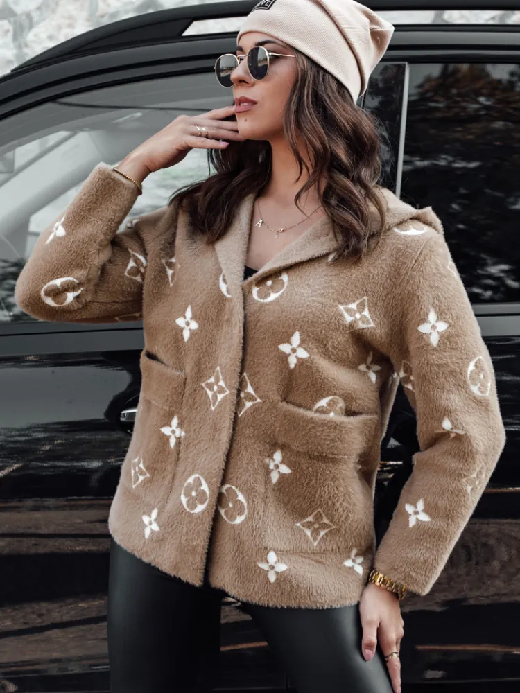 Kurtki Damskie>Dstreet Kurtka damska alpaka FORTY z kapturem jasnobrązowa NY0688