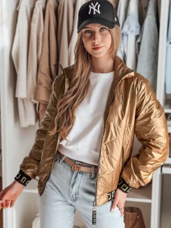 Kurtki Damskie>Dstreet Kurtka damska bomberka pikowana GLAMCIX beżowa TY4784