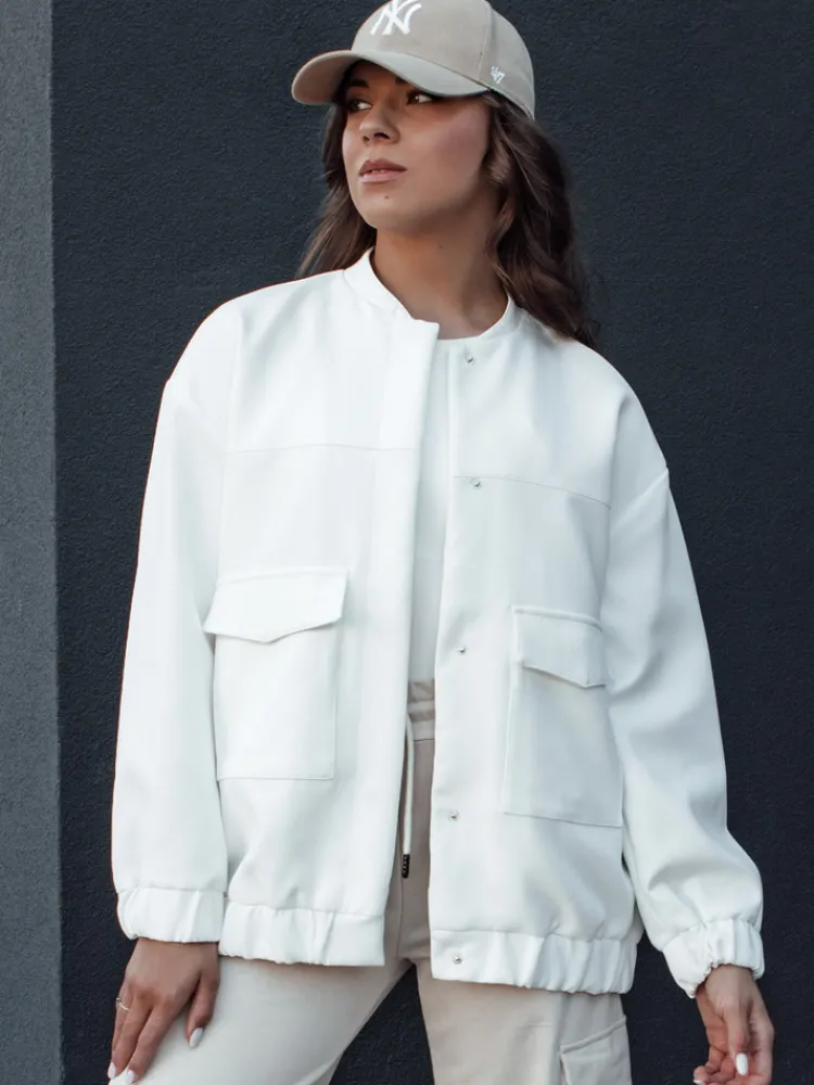 Kurtki Damskie>Dstreet Kurtka damska bomberka QUESI ecru TY4475