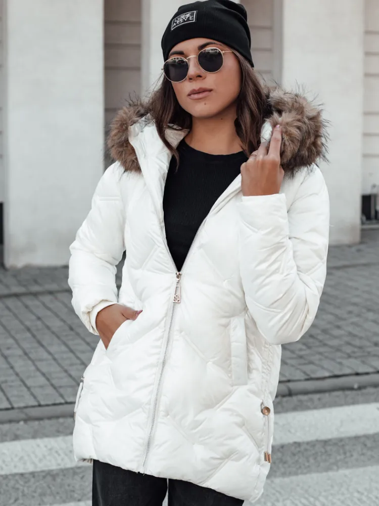 Kurtki Damskie>Dstreet Kurtka damska CLASSIQ zimowa pikowana z kapturem biała TY4624
