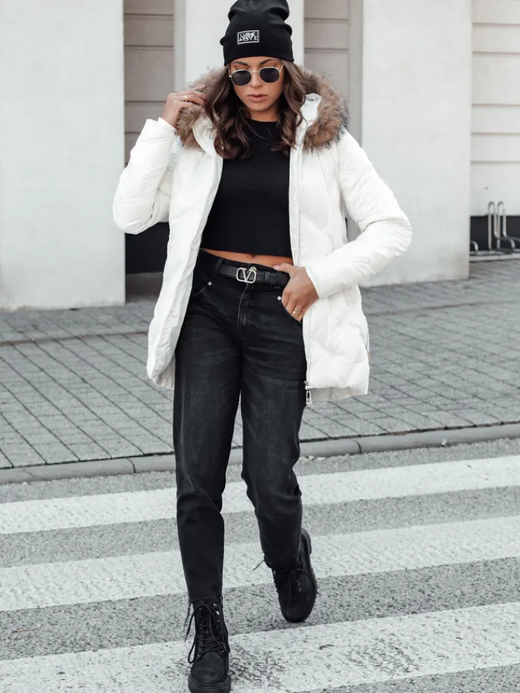 Kurtki Damskie>Dstreet Kurtka damska CLASSIQ zimowa pikowana z kapturem biała TY4624