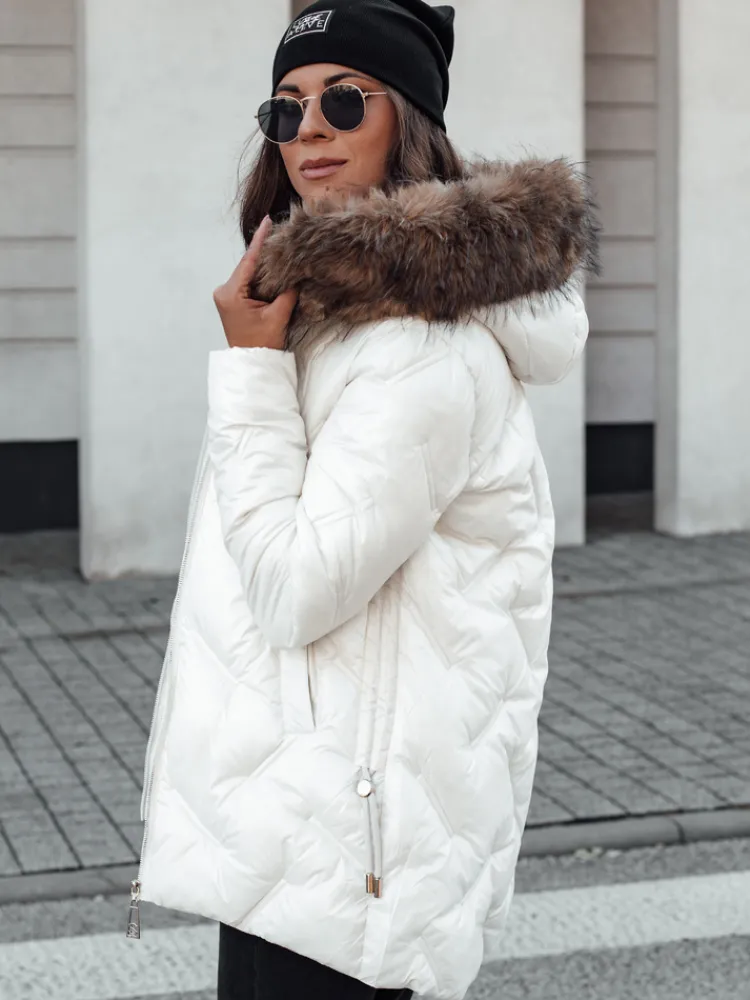 Kurtki Damskie>Dstreet Kurtka damska CLASSIQ zimowa pikowana z kapturem biała TY4624