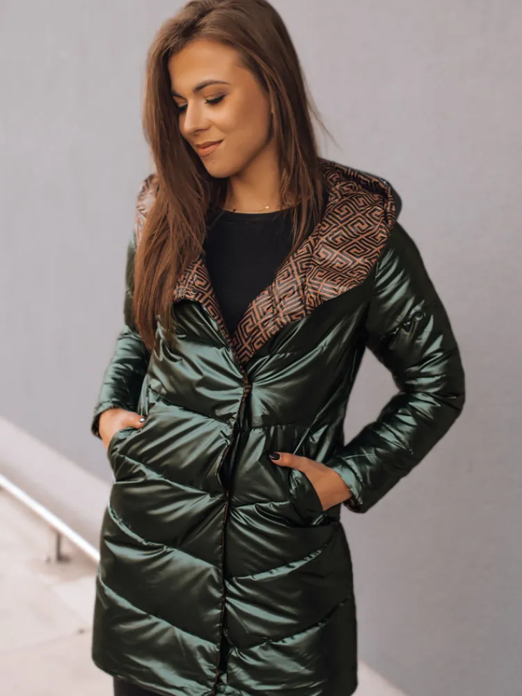 Kurtki Damskie>Dstreet Kurtka damska dwustronna DELSY LONG zielona TY3480