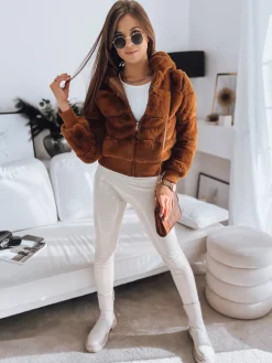 Kożuszki Damskie|Kurtki Damskie>Dstreet Kurtka damska FERNANDA kamelowa TY2285z