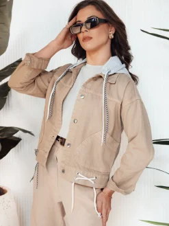 Kurtki Damskie>Dstreet Kurtka damska jeansowa AWIV beżowa TY4317