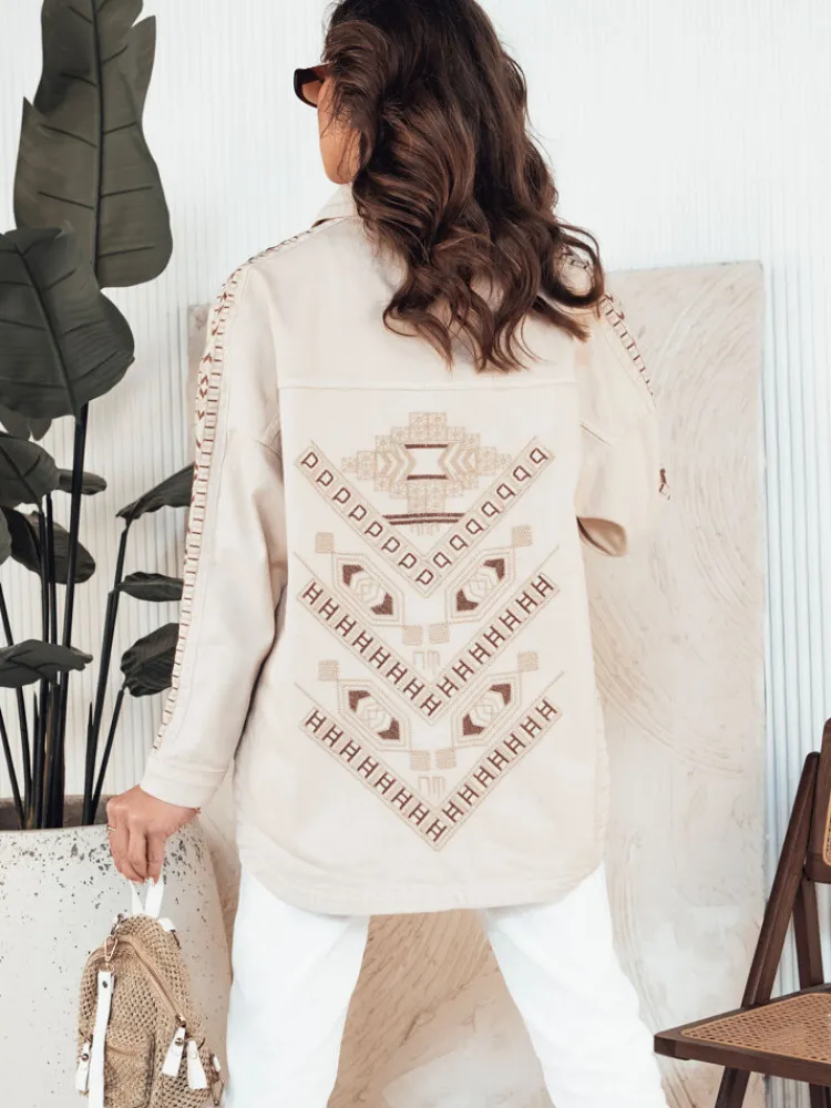 Kurtki Damskie>Dstreet Kurtka damska jeansowa DALALIS jasnobeżowa TY4320