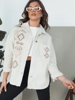 Kurtki Damskie>Dstreet Kurtka damska jeansowa FILOMENAS beżowa TY4313