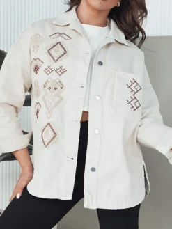 Kurtki Damskie>Dstreet Kurtka damska jeansowa FILOMENAS beżowa TY4313