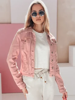 Kurtki Damskie>Dstreet Kurtka damska jeansowa krótka PASTELLO różowa TY4909