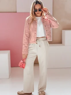 Kurtki Damskie>Dstreet Kurtka damska jeansowa krótka PASTELLO różowa TY4909