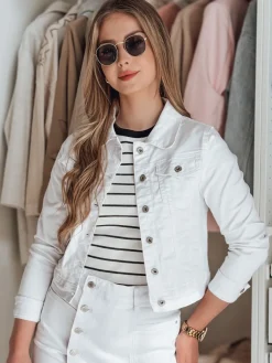 Kurtki Damskie>Dstreet Kurtka damska jeansowa krótka ABRAVIS biała TY4896