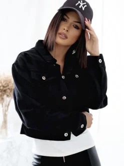 Kurtki Damskie>Dstreet Kurtka damska jeansowa LANDIA czarna TY2643