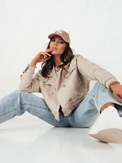 Kurtki Damskie>Dstreet Kurtka damska jeansowa LUISE beżowa TY4125