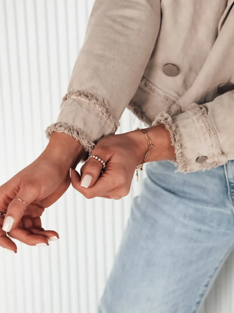 Kurtki Damskie>Dstreet Kurtka damska jeansowa LUISE beżowa TY4125