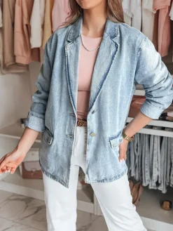Kurtki Damskie>Dstreet Kurtka damska jeansowa oversize RUNAWAY niebieska TY4906