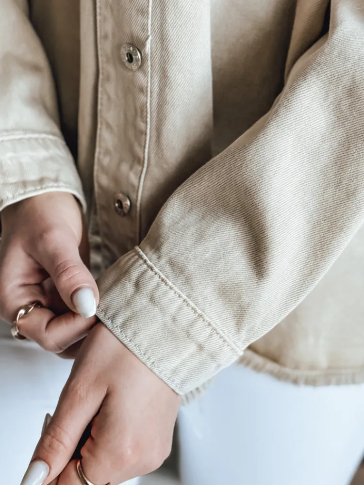 Kurtki Damskie>Dstreet Kurtka damska jeansowa oversize JUSTDEM beżowa TY4908