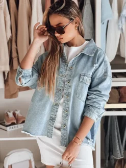 Kurtki Damskie>Dstreet Kurtka damska jeansowa oversize TONACIO niebieska TY4907