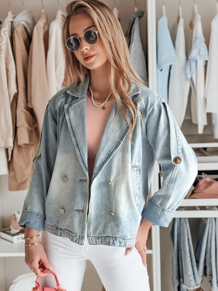 Kurtki Damskie>Dstreet Kurtka damska jeansowa oversize OVERSOLI niebieska TY4904