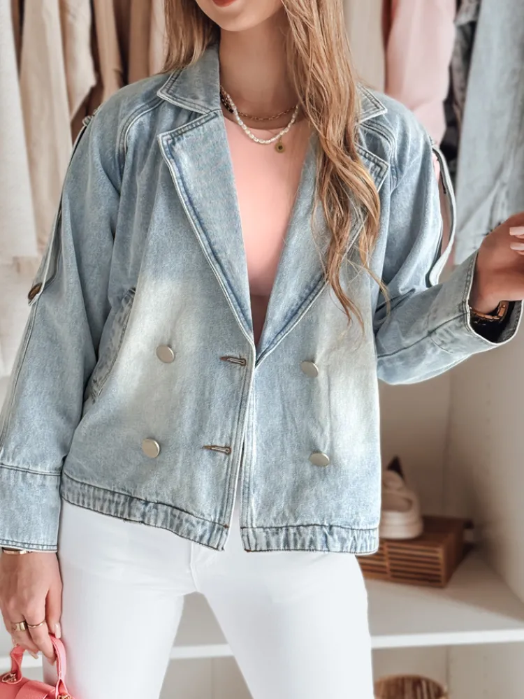 Kurtki Damskie>Dstreet Kurtka damska jeansowa oversize OVERSOLI niebieska TY4904