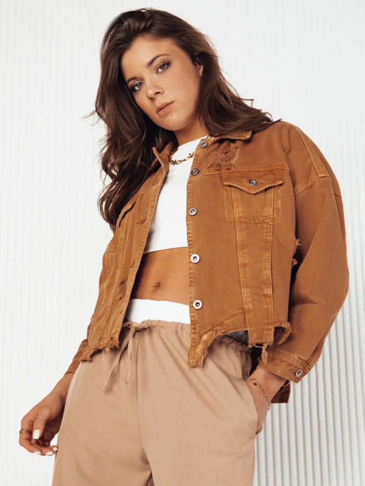 Kurtki Damskie>Dstreet Kurtka damska jeansowa oversize MOLI kamelowa TY4130