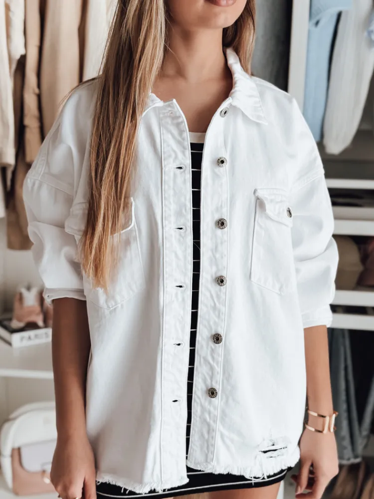 Kurtki Damskie>Dstreet Kurtka damska jeansowa oversize JUSTDEM biała TY4903