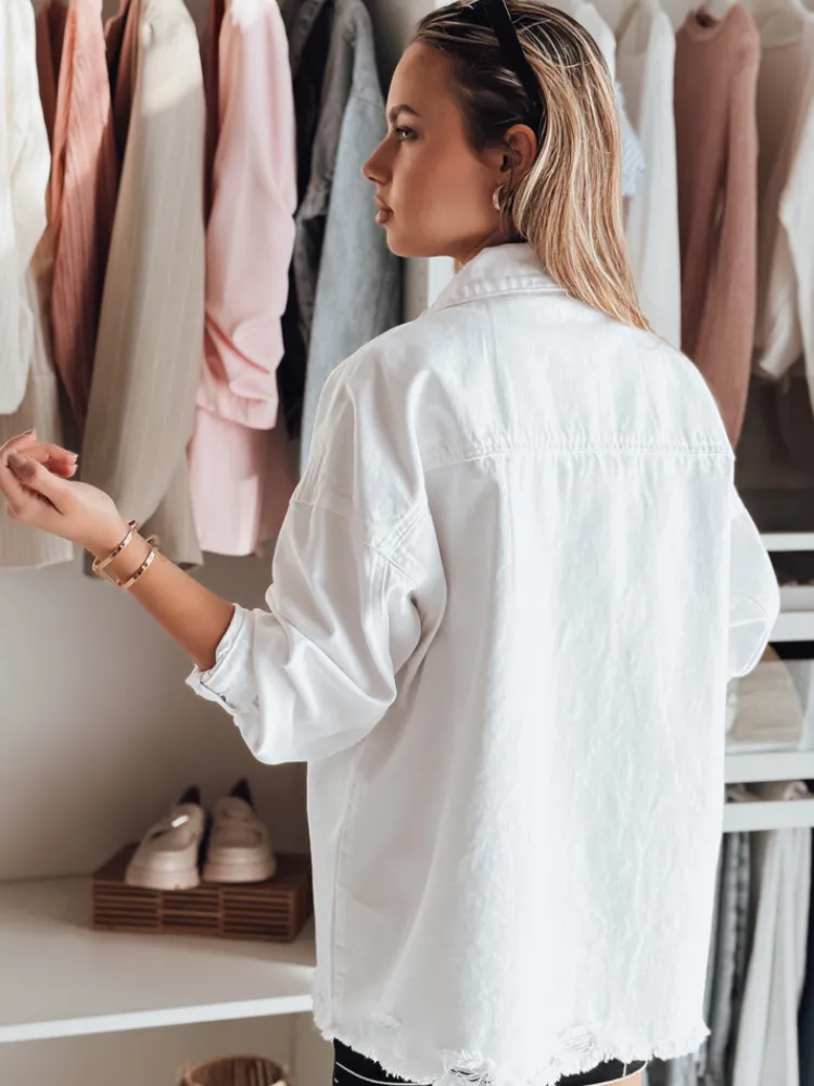 Kurtki Damskie>Dstreet Kurtka damska jeansowa oversize JUSTDEM biała TY4903