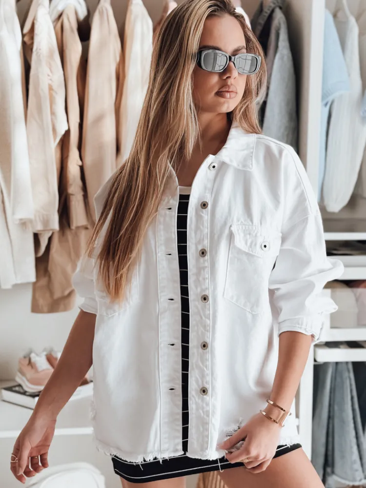 Kurtki Damskie>Dstreet Kurtka damska jeansowa oversize JUSTDEM biała TY4903