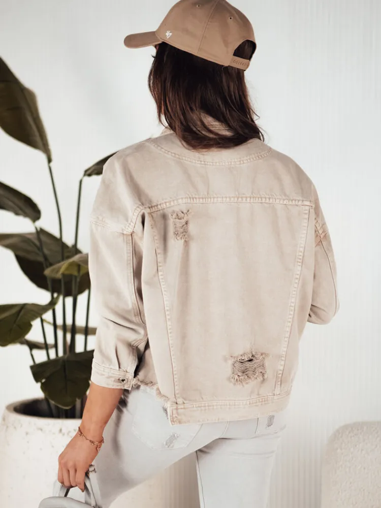 Kurtki Damskie>Dstreet Kurtka damska jeansowa oversize MOLI ciemnobeżowa TY4128