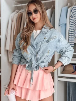 Kurtki Damskie>Dstreet Kurtka damska jeansowa ramoneska RAMMATR niebieska TY4893