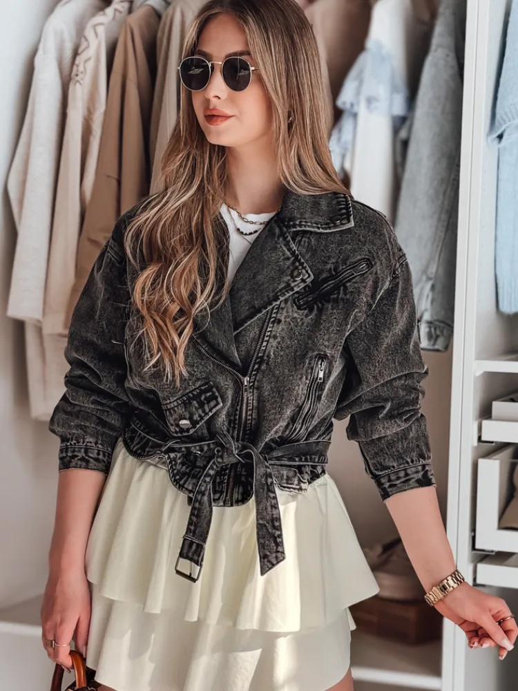 Kurtki Damskie>Dstreet Kurtka damska jeansowa ramoneska RAMMATR czarna TY4894