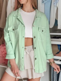 Kurtki Damskie>Dstreet Kurtka damska koszulowa oversize OVERBOR miętowa TY4891