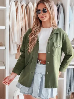 Kurtki Damskie>Dstreet Kurtka damska koszulowa oversize OVERBOR khaki TY4889