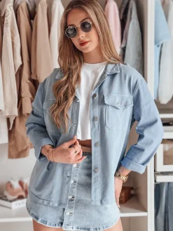 Kurtki Damskie>Dstreet Kurtka damska koszulowa oversize OVERBOR niebieska TY4887