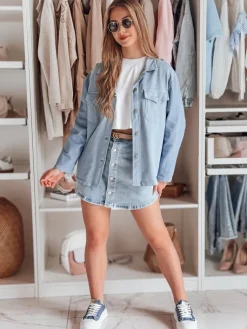 Kurtki Damskie>Dstreet Kurtka damska koszulowa oversize OVERBOR niebieska TY4887