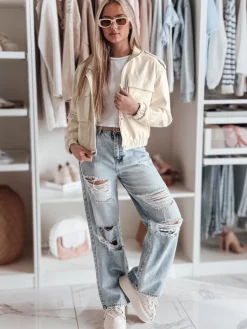 Kurtki Damskie>Dstreet Kurtka damska krótka bomberka oversize MOTORES biała TY4798